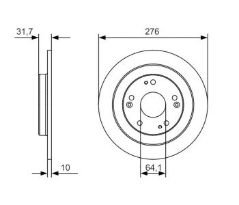 Спирачен диск плътен Ø276mm BOSCH за HONDA CIVIC IX (FK) хечбек от 2012 до 2015