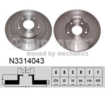 Спирачен диск плътен Ø276mm NIPPARTS за HONDA CIVIC IX (FK) хечбек от 2012 до 2015
