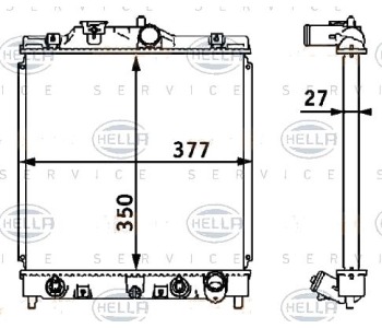 Радиатор, охлаждане на двигателя HELLA 8MK 376 708-381 за HONDA CIVIC V (EJ) купе от 1993 до 1996