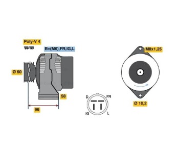 Генератор 75 [A] BOSCH за HONDA CIVIC VI (MA, MB) фастбек от 1994 до 2001