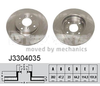 Спирачен диск вентилиран Ø282mm NIPPARTS за HONDA CIVIC VI (MB, MC) комби от 1998 до 2001