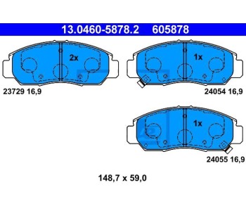 Комплект спирачни накладки ATE за HONDA CIVIC VIII (FD, FA) седан от 2005 до 2011