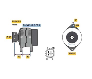 Генератор 80 [A] BOSCH за HONDA CIVIC VIII (FN, FK) хечбек от 2005 до 2011