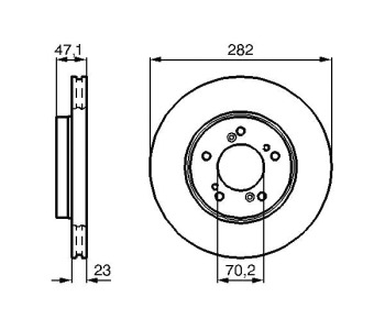 Спирачен диск вентилиран Ø282mm BOSCH