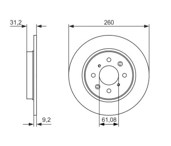 Спирачен диск плътен Ø260mm BOSCH за HONDA INSIGHT (ZE) от 2009 до 2014