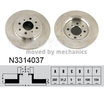 Спирачен диск плътен Ø260mm NIPPARTS за HONDA INSIGHT (ZE) от 2009 до 2014