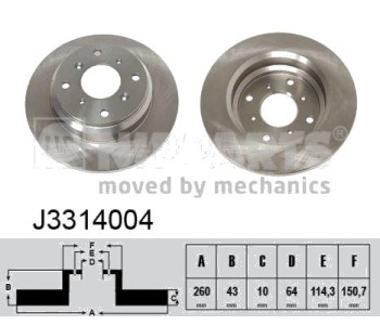 Спирачен диск плътен Ø260mm NIPPARTS за HONDA PRELUDE V (BB) от 1996 до 2001