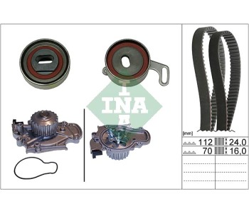 Водна помпа+ к-кт ангренажен ремък INA 530 0514 30 за HONDA ACCORD VI (CK, CG, CH, CF8) седан от 1997 до 2003