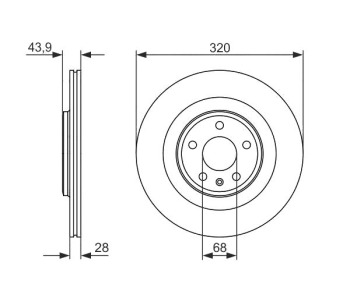 Спирачен диск вентилиран Ø320mm BOSCH за RENAULT LAGUNA III (BT0/1) от 2007 до 2015