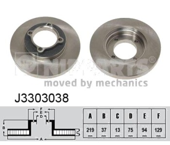 Спирачен диск плътен Ø219mm NIPPARTS за MAZDA 121 I (DA) от 1987 до 1990