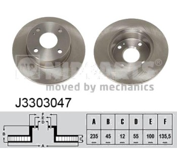 Спирачен диск плътен Ø235mm NIPPARTS за MAZDA 121 II (DB) от 1990 до 1997