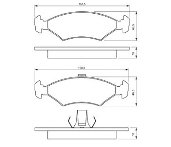 Комплект спирачни накладки BOSCH за MAZDA 121 III (JASM, JBSM) от 1996 до 2003