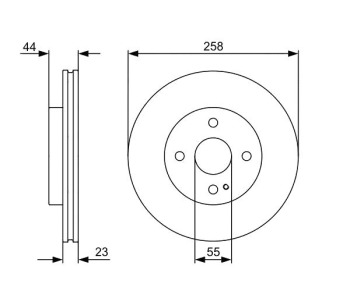 Спирачен диск вентилиран Ø258mm BOSCH за MAZDA MX-5 IV (ND) от 2015