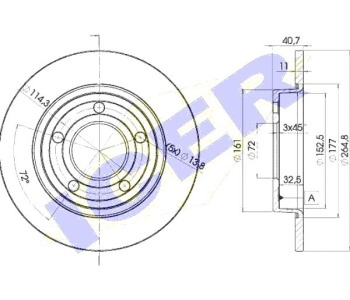 Спирачен диск плътен Ø265mm ICER за MAZDA 3 (BK) хечбек от 2003 до 2009