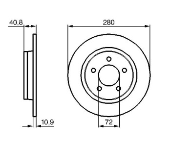 Спирачен диск плътен Ø280mm BOSCH за MAZDA 5 (CW) от 2010