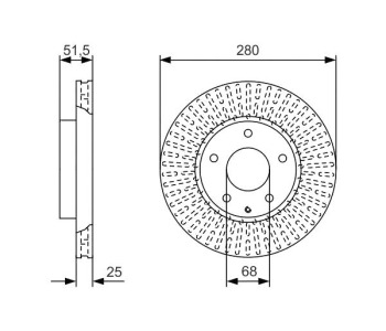 Спирачен диск вентилиран Ø280mm BOSCH за MAZDA 3 (BM) седан от 2013