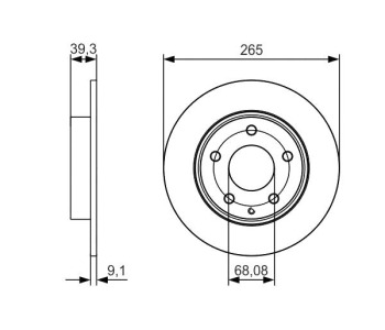Спирачен диск плътен Ø265mm BOSCH за MAZDA 3 (BM) седан от 2013