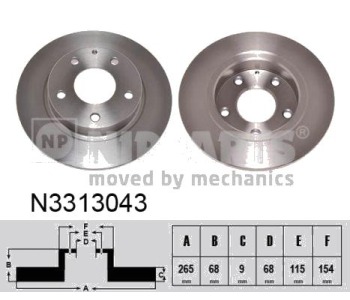 Спирачен диск плътен Ø265mm NIPPARTS за MAZDA 3 (BM) седан от 2013