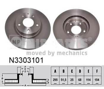 Спирачен диск вентилиран Ø295mm NIPPARTS за MAZDA 3 (BM) седан от 2013