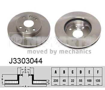 Спирачен диск вентилиран Ø235mm NIPPARTS за MAZDA 323 C IV (BG) от 1989 до 2000