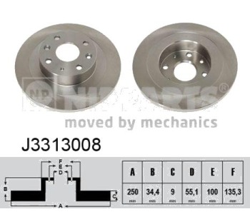 Спирачен диск плътен Ø250mm NIPPARTS за MAZDA 323 F IV (BG) от 1987 до 1994