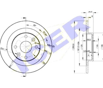 Спирачен диск плътен Ø250mm ICER за MAZDA MX-5 II (NB) от 1998 до 2005