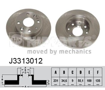 Спирачен диск плътен Ø231mm NIPPARTS за MAZDA MX-5 I (NA) от 1989 до 1998