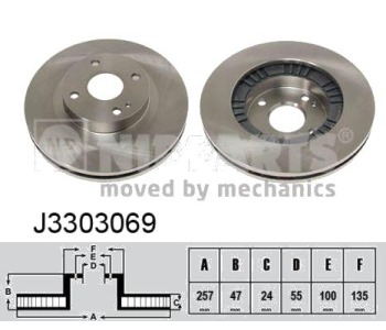 Спирачен диск вентилиран Ø257mm NIPPARTS за MAZDA 323 F VI (BJ) от 1998 до 2005