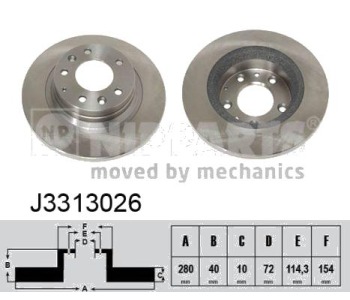 Спирачен диск плътен Ø280mm NIPPARTS за MAZDA 6 (GH) седан от 2007 до 2013