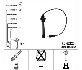 Комплект запалителни кабели NGK за MAZDA MPV (LW) от 1999 до 2006