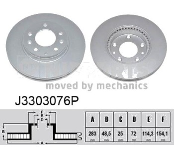 Спирачен диск вентилиран Ø283mm NIPPARTS за MAZDA 6 (GY) комби от 2002 до 2007