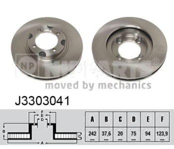 Спирачен диск вентилиран Ø242mm NIPPARTS за MAZDA 626 III (GD) хечбек от 1987 до 1992