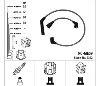 Комплект запалителни кабели NGK за MITSUBISHI LANCER III (C1_A, C6_A) от 1983 до 1990