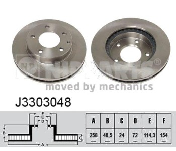 Спирачен диск вентилиран Ø258mm NIPPARTS за MAZDA MX-6 (GE) от 1991 до 1997