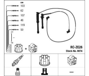 Комплект запалителни кабели NGK за MAZDA XEDOS 9 (TA) от 1993 до 2002
