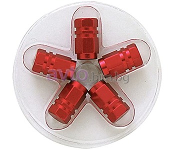 Капачки за вентили - алуминиеви - червени (комплект 5 броя)