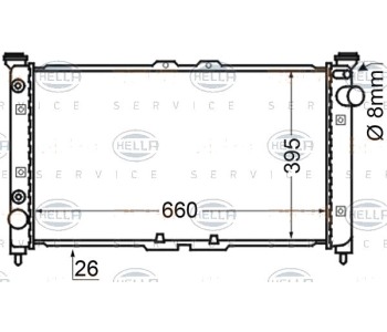 Радиатор, охлаждане на двигателя HELLA 8MK 376 705-591 за MAZDA XEDOS 9 (TA) от 1993 до 2002
