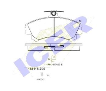 Комплект спирачни накладки Ultra Premium ICER за MITSUBISHI CARISMA (DA_) хечбек от 1995 до 2006