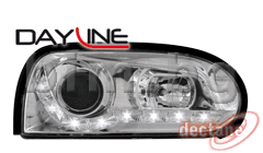 Кристални фарове Devil Eyes - хром със светодиоди и лупа ляв + десен за VOLKSWAGEN GOLF III (1E7) кабриолет от 1993 до 1998