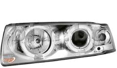 Кристални фарове Angel Eyes - хром E36 92-99 (2D,4D) с 2 ринга, лупа и мигач - Седан за BMW 3 Ser (E36) седан 1990 до 1998