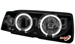 Кристални фарове Angel Eyes - черни E36 92-99 (2D,4D) с 2 ринга, лупа и мигач - Купе за BMW 3 Ser (E36) купе от 1992 до 1999