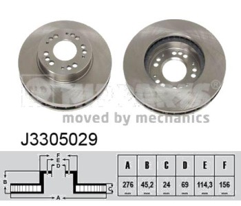 Спирачен диск вентилиран Ø276mm NIPPARTS за MITSUBISHI SIGMA (F2_A, F1_A) от 1990 до 1996