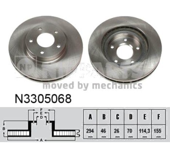 Спирачен диск вентилиран Ø294mm NIPPARTS за MITSUBISHI ASX (GA_W_) от 2010 до 2018