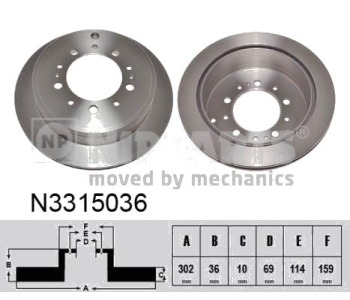 Спирачен диск плътен Ø302mm NIPPARTS за MITSUBISHI OUTLANDER III (GG_W, GF_W, ZJ) от 2012