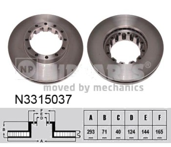 Спирачен диск вентилиран Ø293mm NIPPARTS за MITSUBISHI CANTER (FB_, FE_, FG_) платформа от 2001