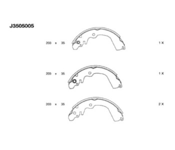 Комплект спирачни челюсти NIPPARTS за MITSUBISHI CARISMA (DA_) хечбек от 1995 до 2006