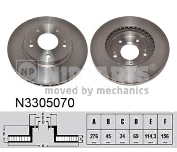 Спирачен диск вентилиран Ø276mm NIPPARTS за MITSUBISHI LANCER VI (CJ-CP_) от 1995 до 2003