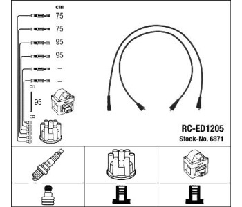 Комплект запалителни кабели NGK за MITSUBISHI GALANT III (A12_) от 1977 до 1980