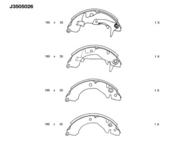 Комплект спирачни челюсти NIPPARTS за MITSUBISHI COLT II (C1_A) от 1982 до 1988