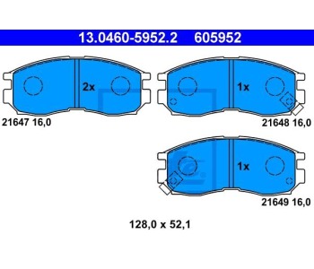 Комплект спирачни накладки ATE за MITSUBISHI GALANT VII (E5_A, E7_A, E8_A) хечбек от 1992 до 1996